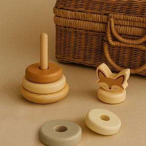 Пирамидка деревянная Mrs. Ertha "Fox", бежевый микс